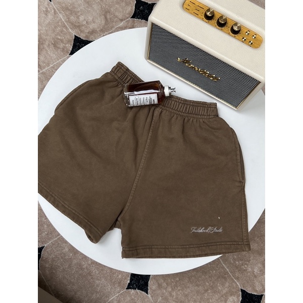 QUẦN SHORTS LOGO THÊU WASHED INDAHOOD STUDIO ( CHẤT DÀY / FORM OVERSIZE / TRÊN GỐI )