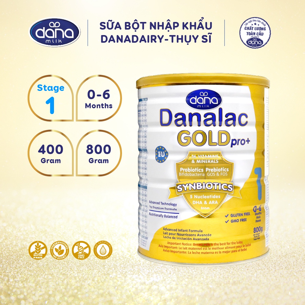 Sữa bột DANALAC GOLD pro+ 1 - Hộp 400g và Hộp 800g