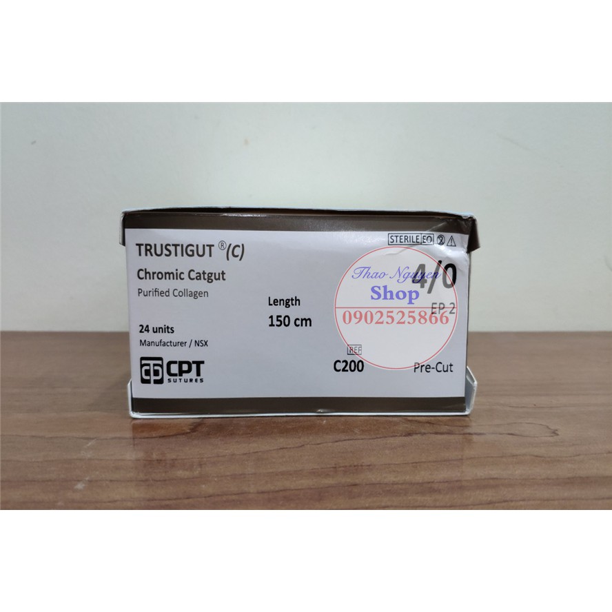 Chỉ Tự Tiêu CPT TRUSTIGUT C 3/0 4/0 (CHROMIC CATGUT) - Dùng Cho Cấy Chỉ