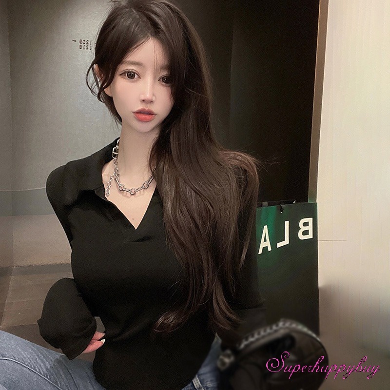 Áo Sơ Mi Tay Dài Cổ Chữ V Màu Sắc Thanh Lịch Dành Cho Nữ