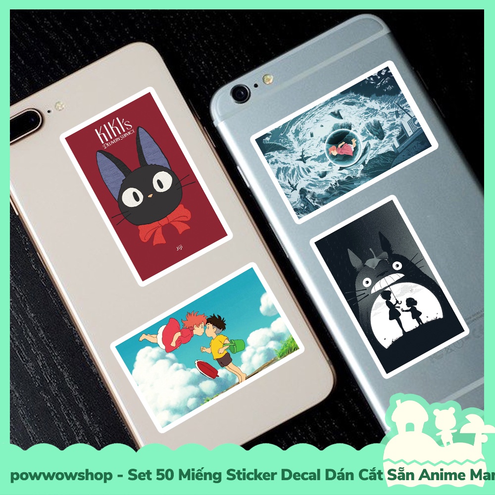 [Sẵn VN - Hỏa Tốc] Set 50 Miếng Sticker Decal Cắt Sẵn DIY Dán Trang Trí Vật Dụng Mẫu Anime Manga Famous Poster Film