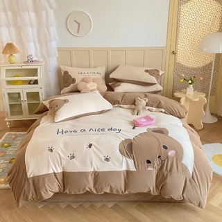 Set chăn ga gối nỉ nhung thêu cao cấp