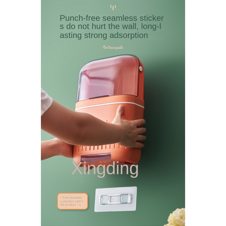 Giá Đỡ Đũa Muỗng Hai Tầng Bằng Nhựa Gắn Tường Không Đục Lỗ Đa Năng Cho Nhà Bếp