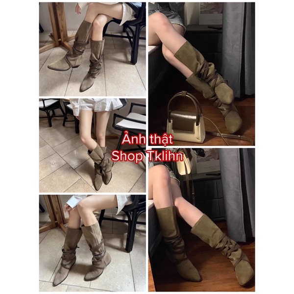 TKLIHN Giày BOOTS cao bồi phong cách Y2K HOT TREND FASHIONITA 2022