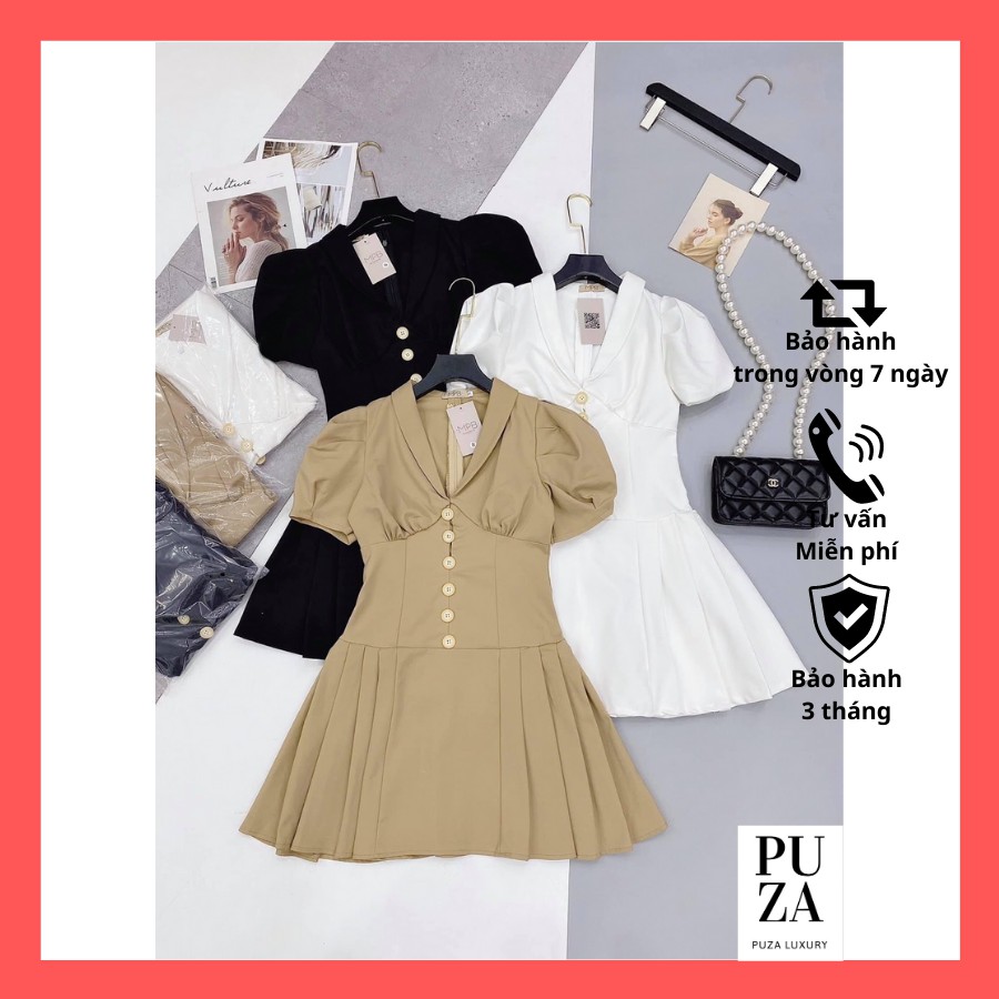 Đầm thiết kê tay bồng,dáng xòe _ Puza