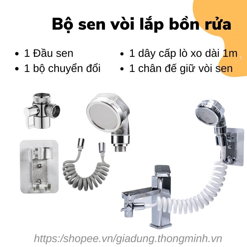 Bộ đầu chia vòi nước bồn rửa mặt xoay 360 độ tiện lợi dùng gội đầu, hứng nước dễ dàng