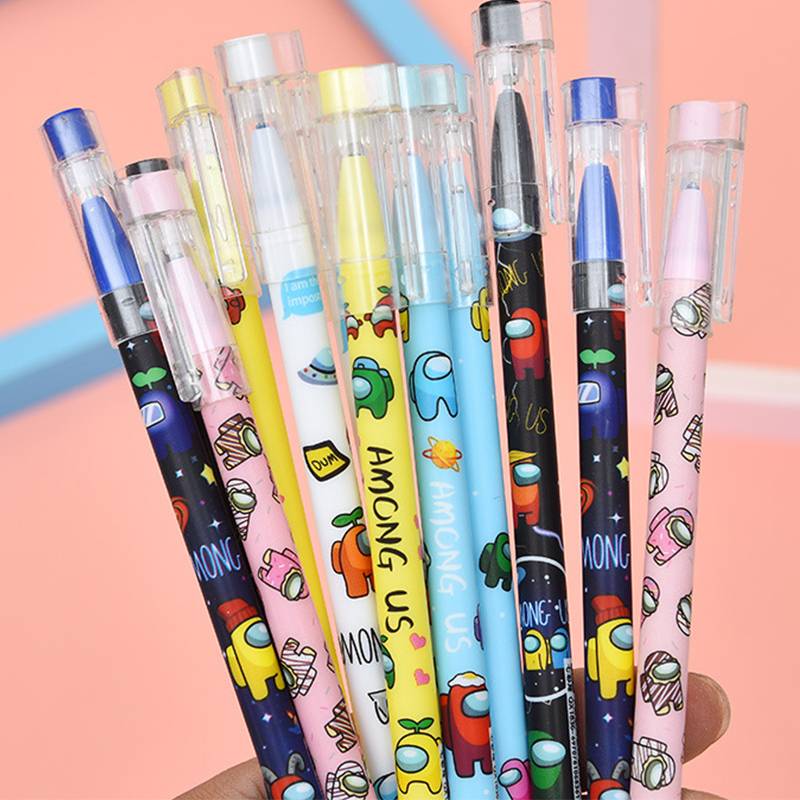 Bút Ma Thuật, 6 Cây Bút Xoá Được Cute Game Among Us Pen Kawaii 0.5mm Blue Ink Gel Pen Novelty Washable Magical Pen For Kids Gifts School Office Stationery