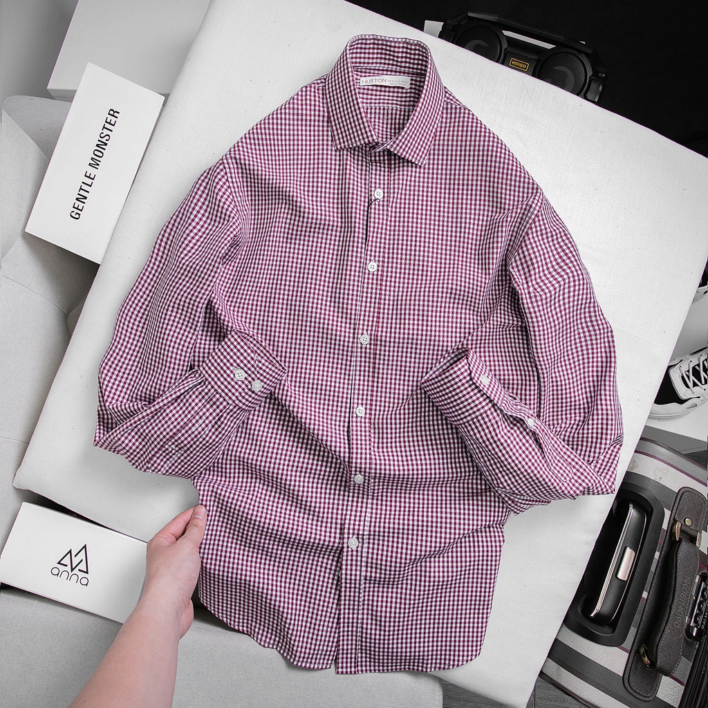 Sơ mi hutton đủ size - kẻ trắng đỏ