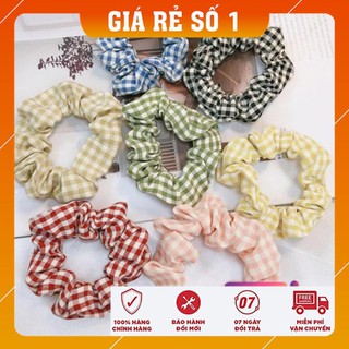 [FREESHIP - HÀNG LOAI 1] Cột tóc, buộc tóc vải Scrunchies Caro mini