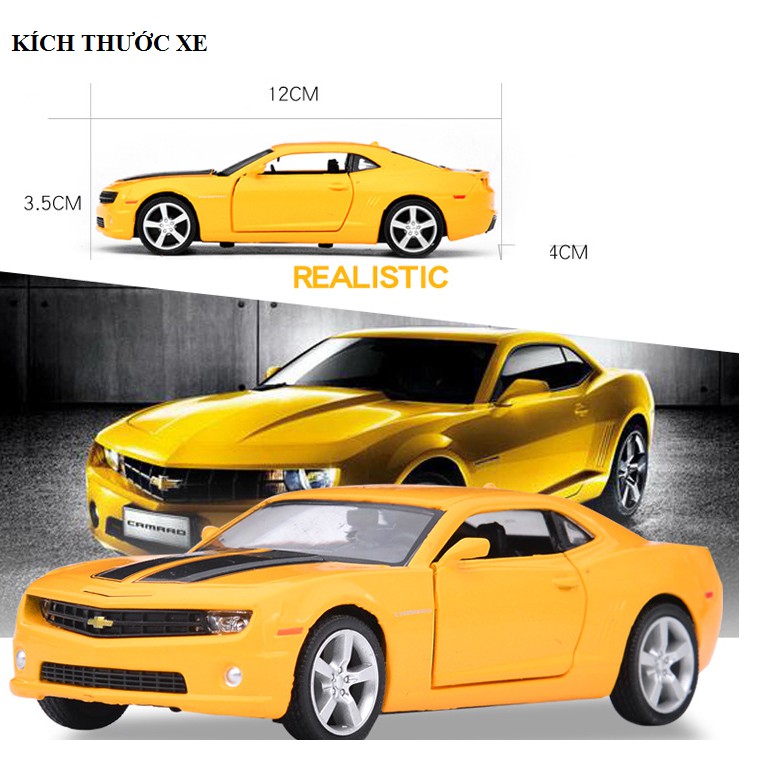 Xe mô hình ô tô RMZ Chevrolet Camaro tỉ lệ 1:36 xe bằng sắt chạy cót màu VÀNG