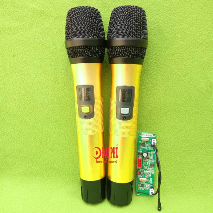 Micro không dây đôi UHF tần số 740.3Mhz – 755.3 Mhz CHỐNG HÚ cao cấp loa kéo - SET được tần số - nhôm nguyên khối