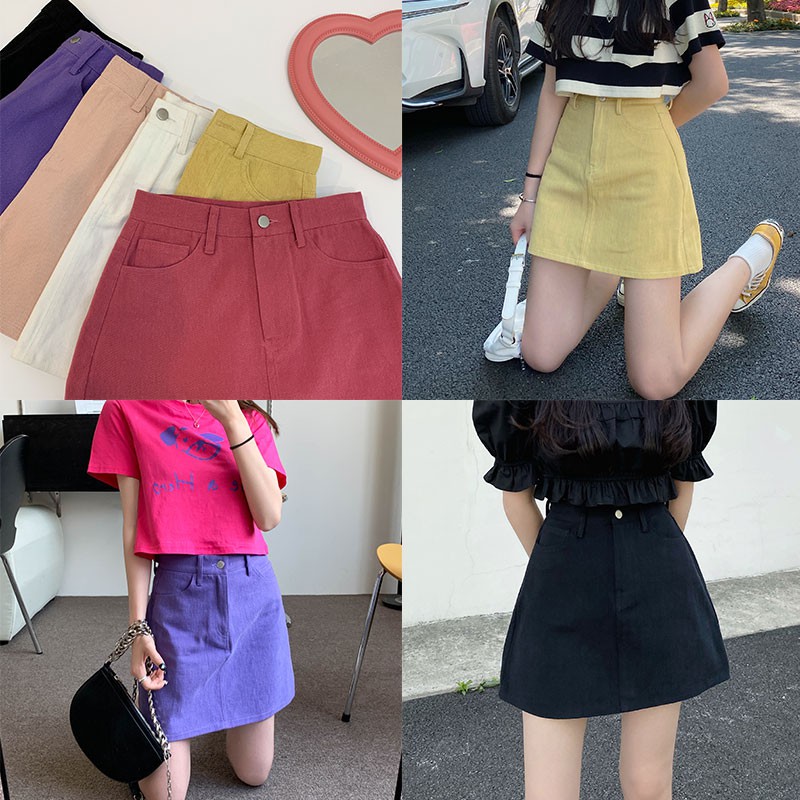 chân váy jean Lưng Cao Dáng Chữ A Phong Cách Hàn Quốc | BigBuy360 - bigbuy360.vn