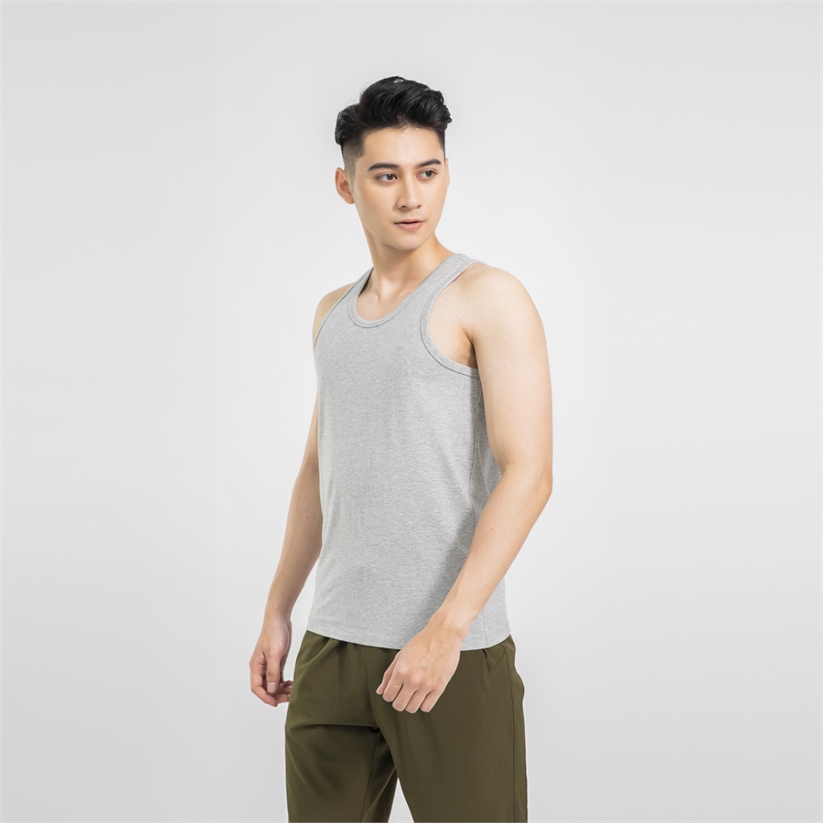 Áo Thun Ba 3 Lỗ Nam ARISTINO ATTR06 Mặc Lót Trong Tập Gym màu xám trơn dáng Tanktop vai nhỏ vải Supima Cotton cao cấp