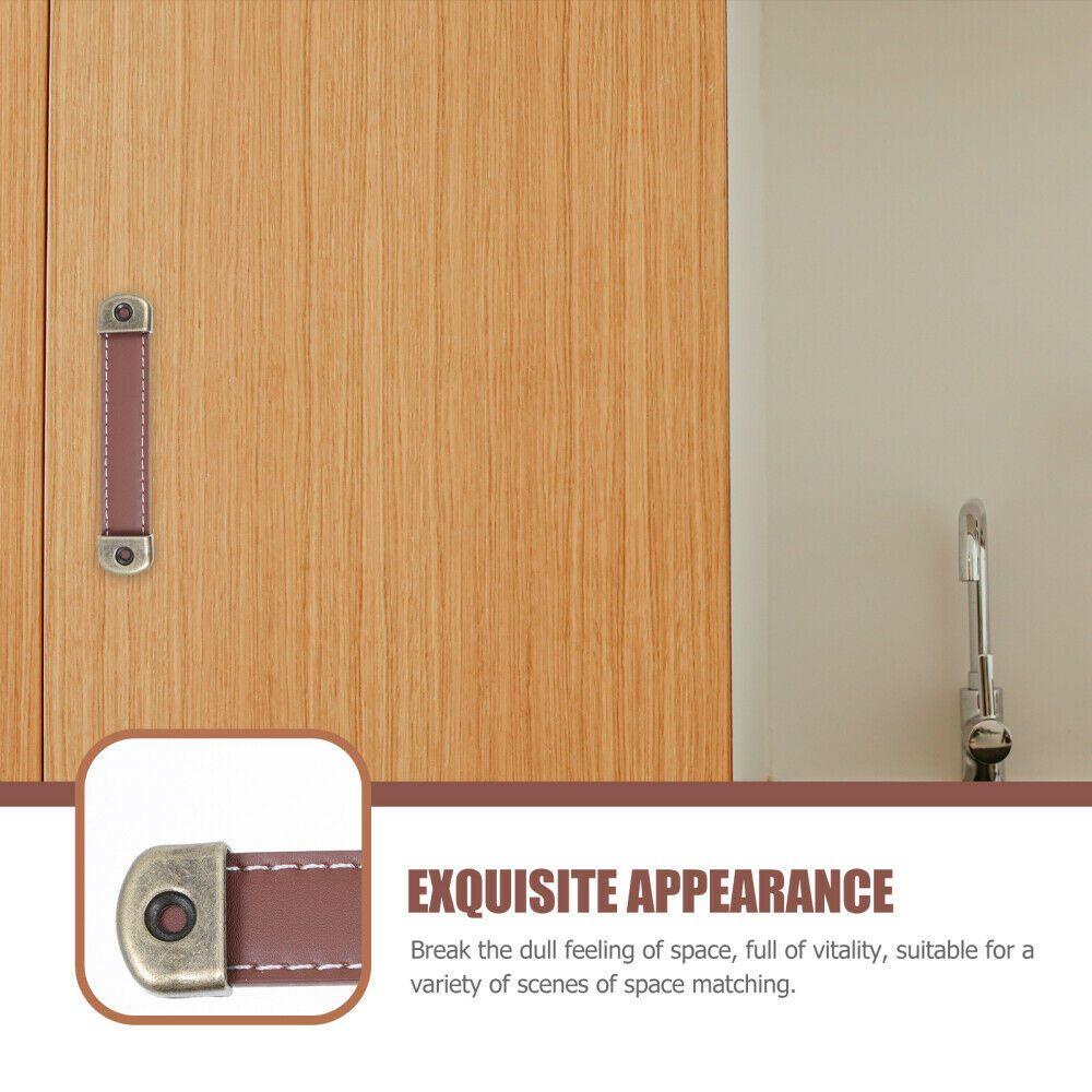 CONOPERY Bộ 4 Tay Nắm Cửa Tủ Bằng Da Phong Cách Vintage