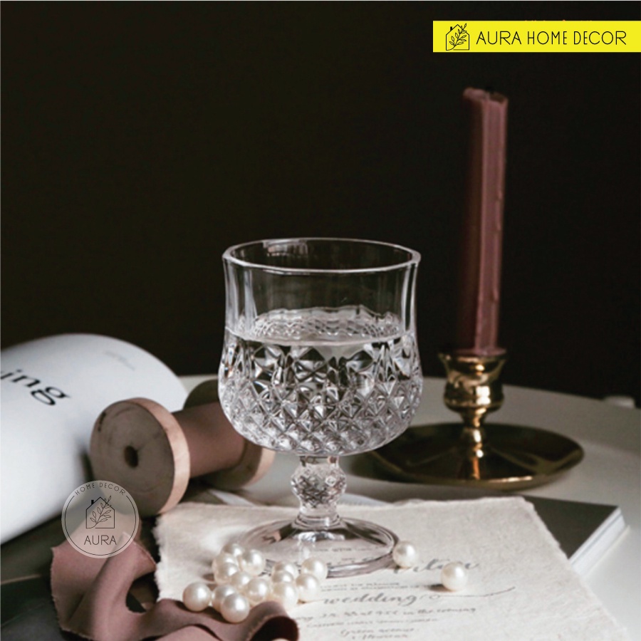 Cocktail Flute Glass - Ly Thuỷ Tinh Khứa Cạnh - Ly thủy tinh chân cao - Thủy tinh chịu nhiệt, dày dặn