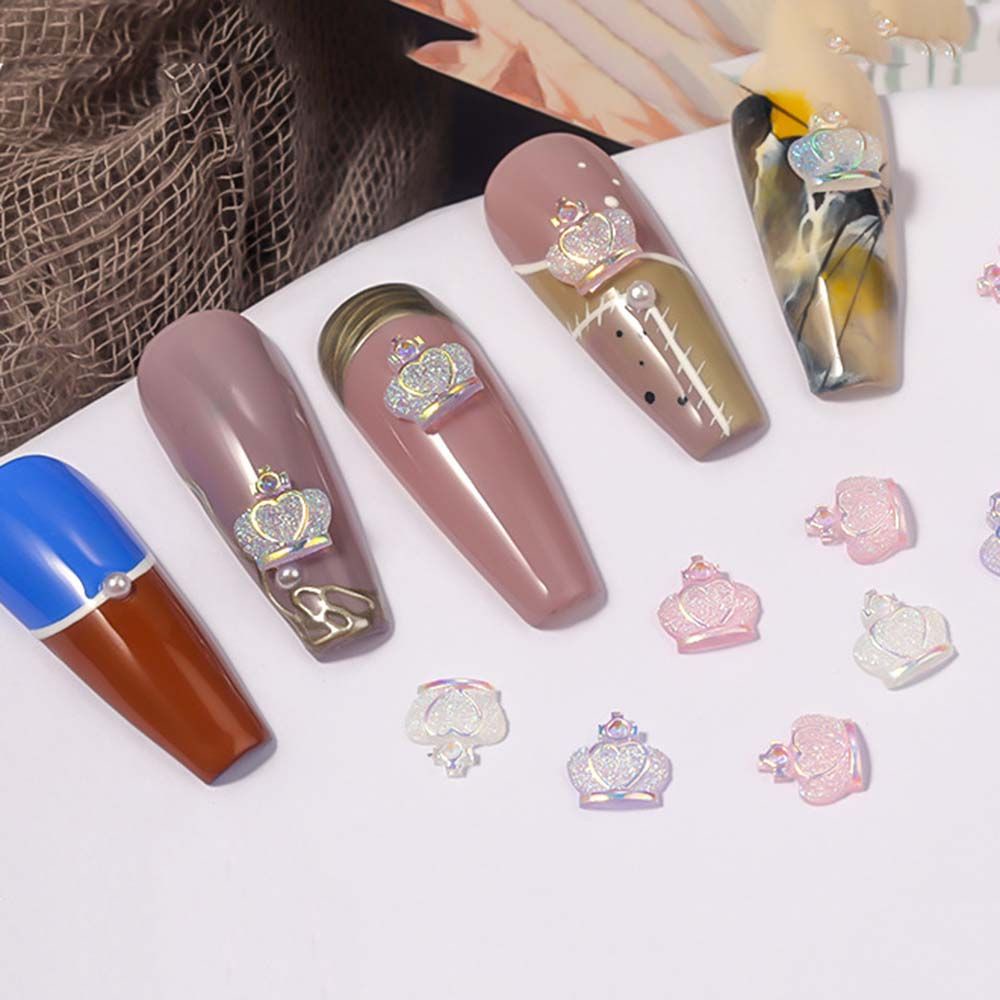 [Hàng mới về] Phụ kiện trang trí móng tay hình vương miện 3d màu tím sáng bóng thời trang Nhật Bản