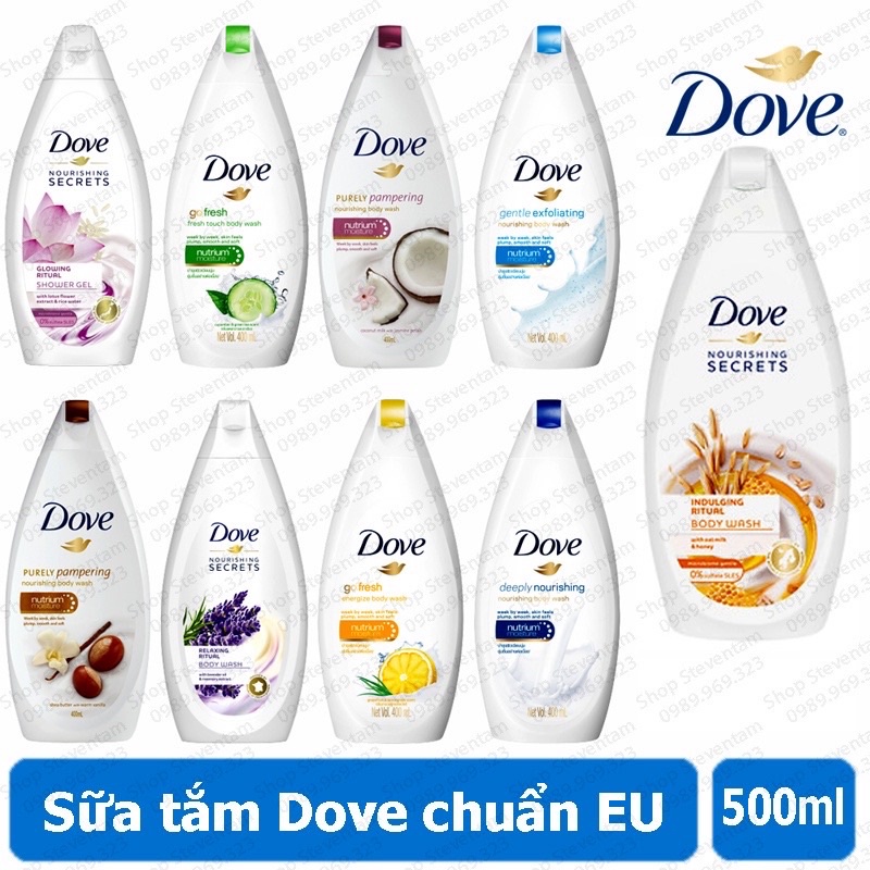Sữa Tắm Dove Đức 500ml chính hãng, Dưỡng ẩm mềm mịn da