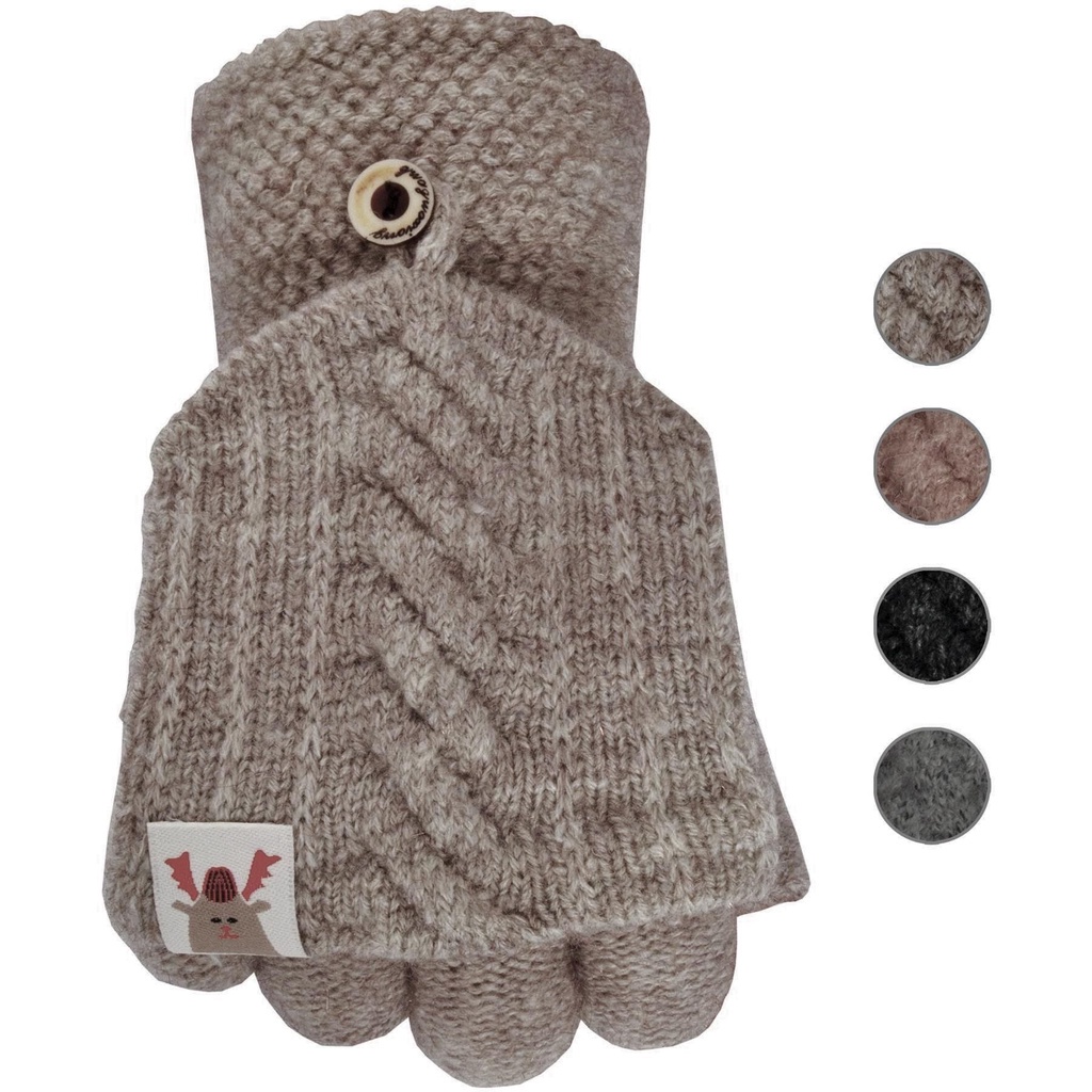 Găng tay vải bông dệt kim hở nửa ngón tay giữ ấm mùa đông thời trang cho nữ