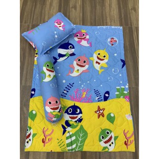 Set 5 món Bộ Chăn Gối Cho Bé Gái Đi Học Mẫu BABY SHARK - Có bán lẻ gối ôm, chăn, gối nằm, vỏ gối