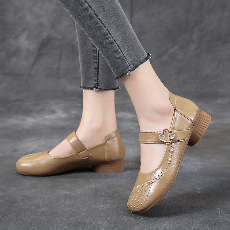 Giày Búp Bê Da Mũi Tròn Thời Trang Công Sở Dành Cho Nữ
