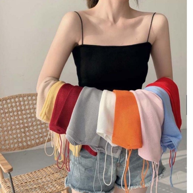 Áo 2 dây thun gân croptop trơn 4 màu