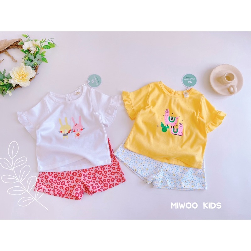 Đồ bộ bé gái, bộ cộc tay trẻ em chất vải mềm mát phối màu họa tiết đáng yêu Xu Xu Kids size từ 8 đến 20kg