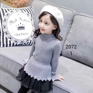 Áo len cổ 3cm bé gái