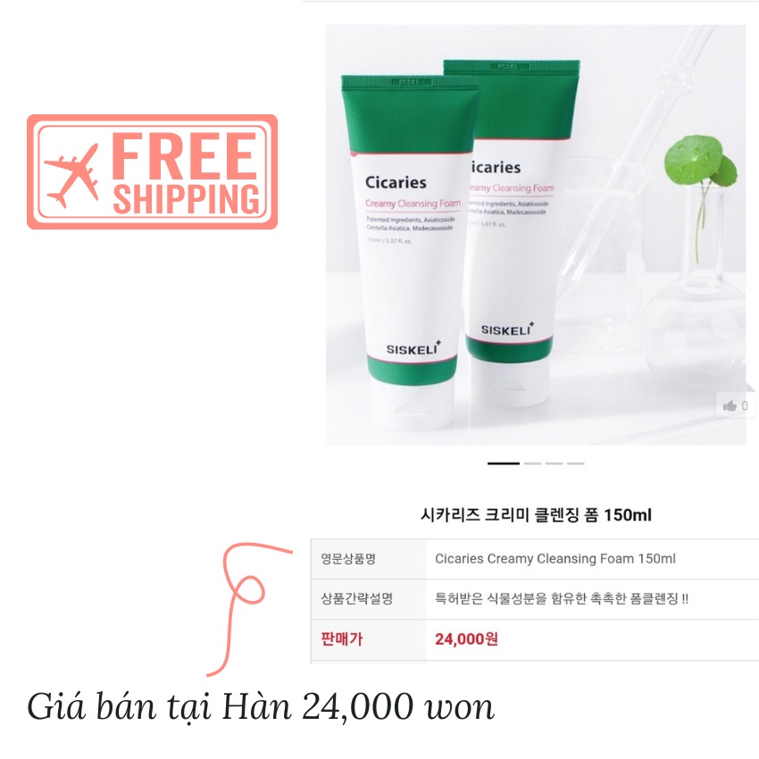 Sữa Rửa Mặt Rau Má Cho Da Dầu Mụn Không Khô Da Siskeli Cica Cream Cleansing Foam 150ml - BABICOS