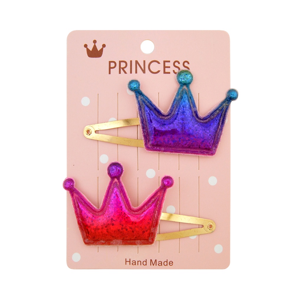 RainBow Bows Set 2 Kẹp Tóc Hình Vương Miện Dễ Thương Cho Bé Gái