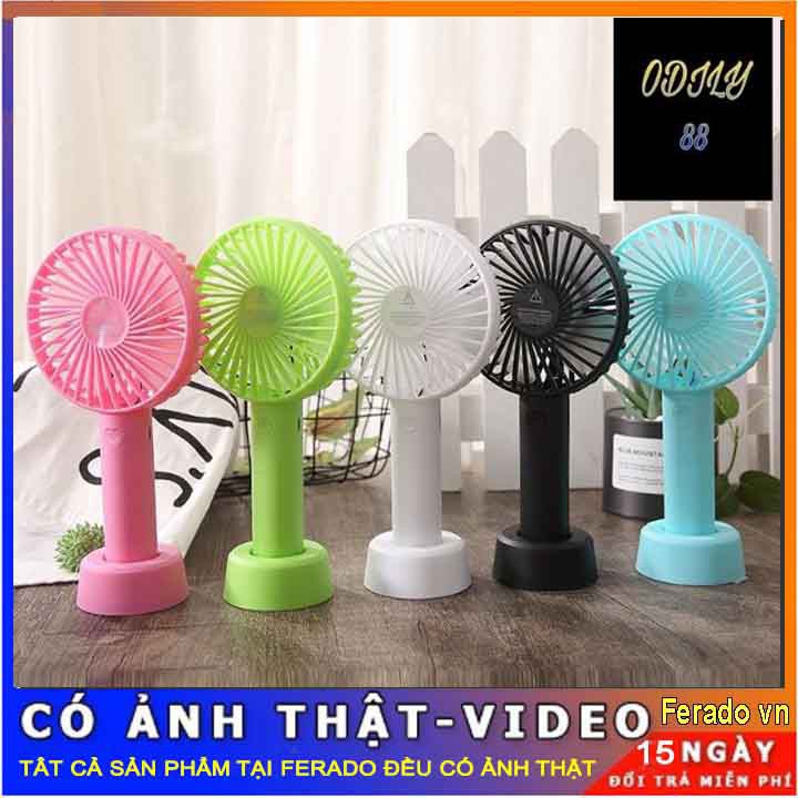 Quạt mini cầm tay tích điện chân để bàn tiện ích 3 mức độ gió siêu mát cổng sạc USB