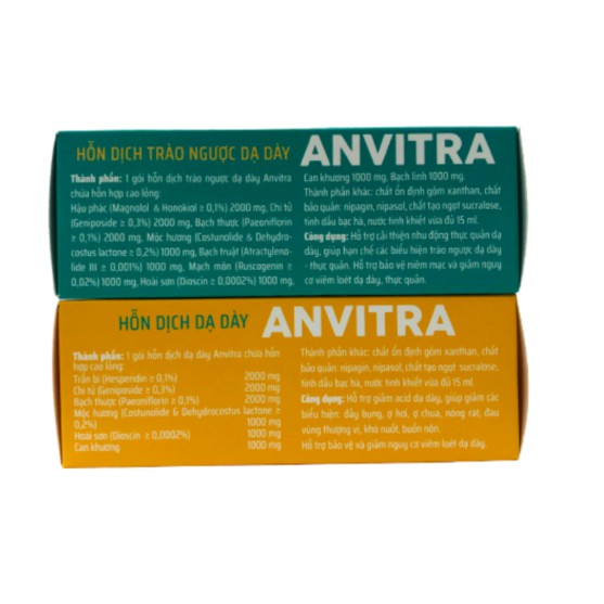 ANVITRA - HỖN DỊCH TRÀO NGƯỢC DẠ DÀY GIÚP GIẢM ĐAU VÀ CÁC TRIỆU CHỨNG CỦA DẠ DÀY (15 gói)