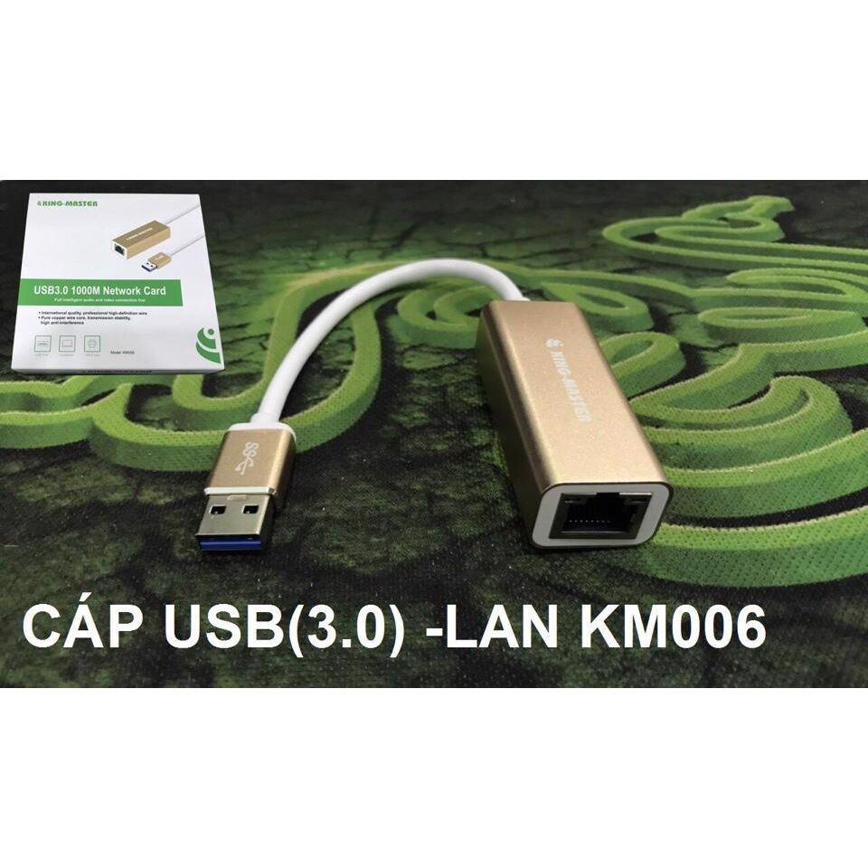 Cáp USB 3.0 ra Lan KINGMASTER KM006 -Cổng Chuyển USB 3.0 SANG LAN RJ45 100/1000 - Bảo Hành 12 Tháng