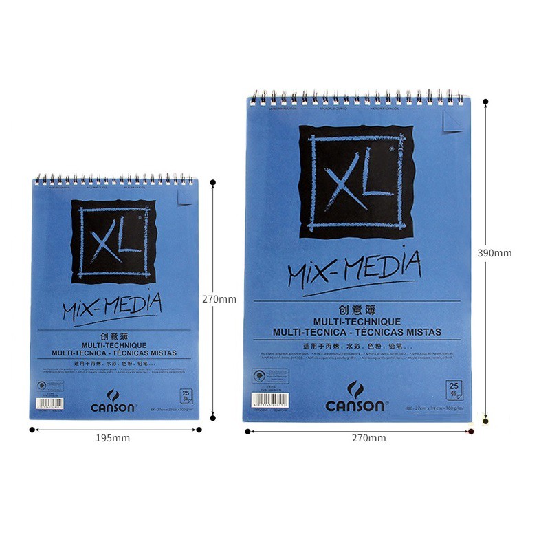 Giấy vẽ màu nước Canson XL Mix Media 25 tờ 300g có nét đứt dễ xé size A3 A4