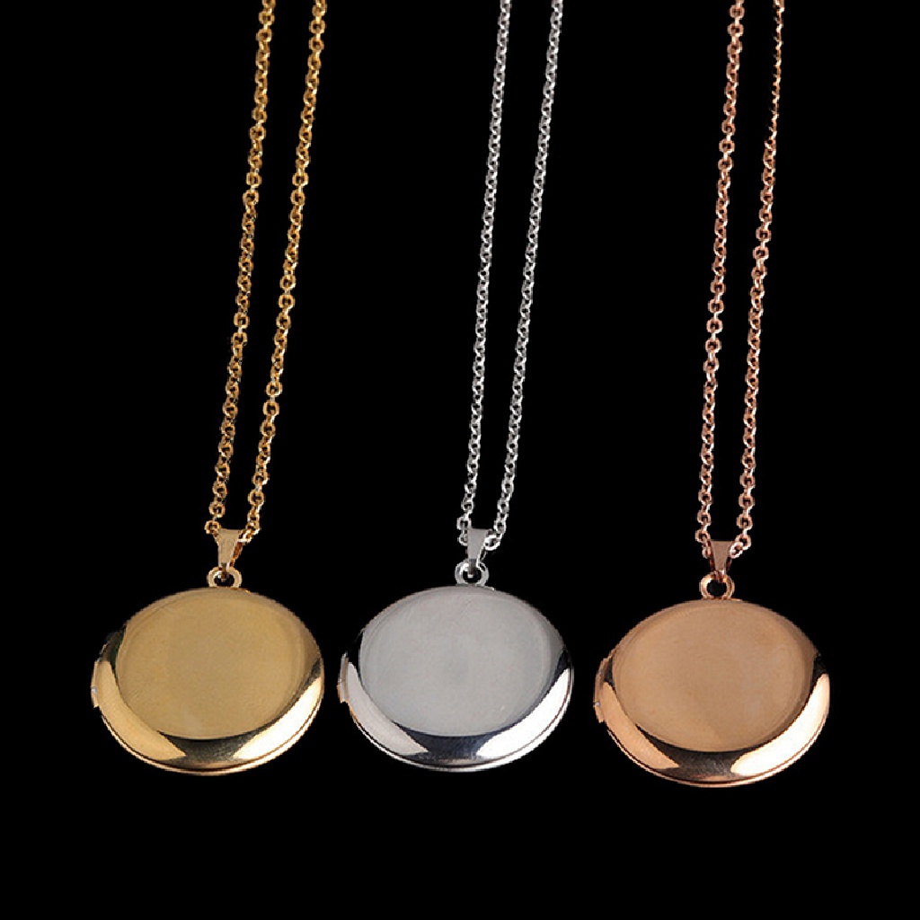 [Meifuyi] Stainless Steel Photo Locket Necklace 3 Colors Open Round Pendant Necklaces COD