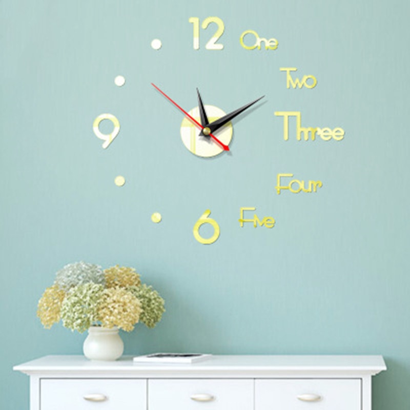 Đồng hồ treo dán tường mặt gương trang trí nội thất sáng tạo DIY