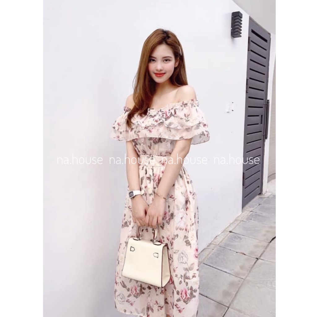 ĐẦM HOA TRỄ VAI ĐI BIỂN ĐI CHƠI XINH XẮN NAHOUSE VÁY HOA HAI LỚP THIẾT KẾ ĐẸP VÀ SANG TRỌNG