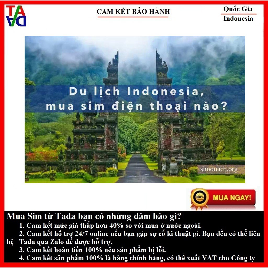 {Tổng Hợp } Sim 4G Du Lịch Indonesia