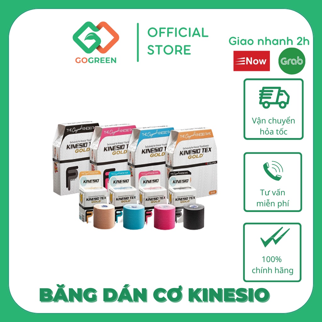 [CHÍNH HÃNG] Băng Keo Thể Thao Kinesio Tex Gold FP 5cm x 5m - Hỗ Trợ Vận Động, Chấn Thương &amp; Hồi Phục Cơ Khớp