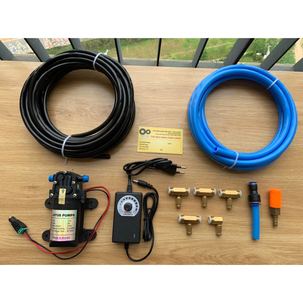 Bộ máy phun sương làm mát, tưới lan HQ GARDEN, béc phun sương tưới cây Hàn Quốc