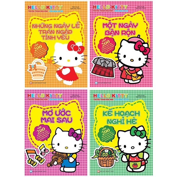 Sách Bộ Sách Hello Kitty - Truyện Tranh Dán Hình - Cẩm Nang Bạn Gái: 200 Hình Dán Xinh Xắn (Bộ 4 Cuốn)