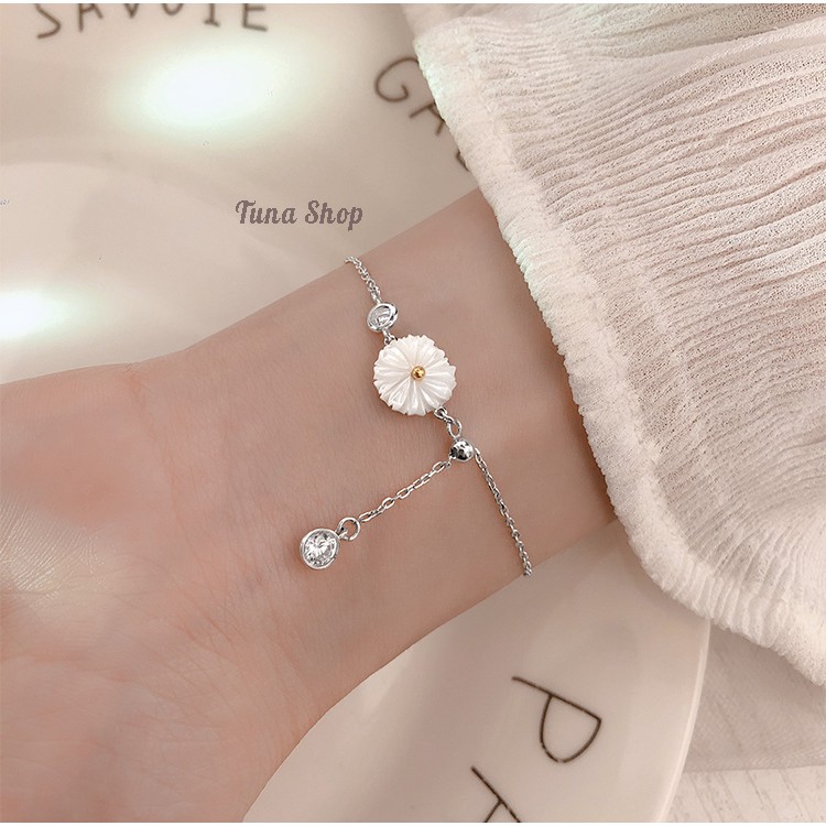 Vòng tay Bạc/ Lắc tay bạc hoa cúc cao cấp _ _TUNA SHOP Trang sức bạc _ TUNA CAM KẾT 100% CHUẨN BẠC 925