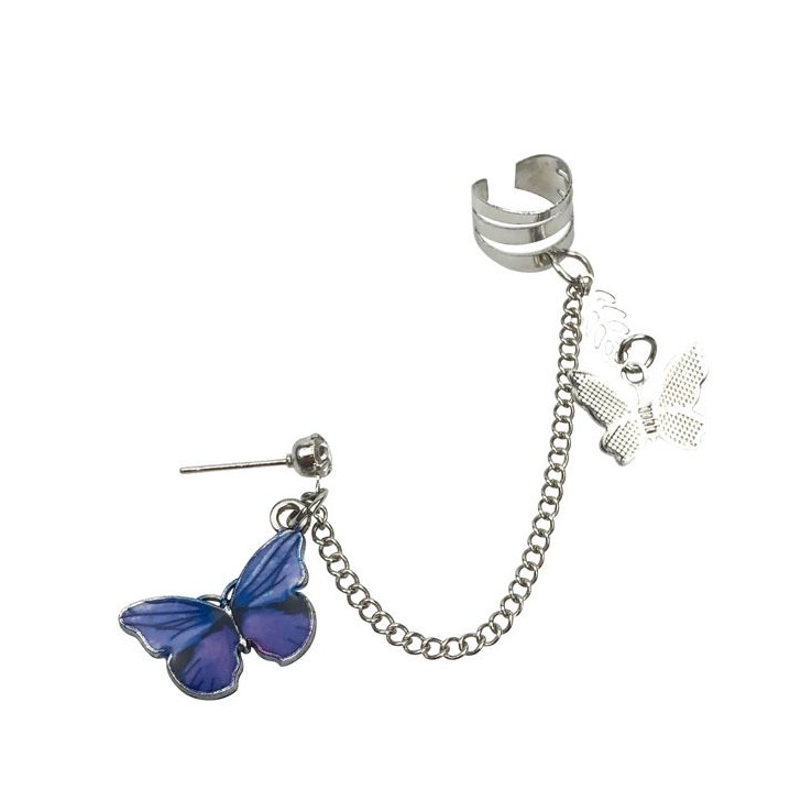 Color butterfly earrings personality fashion wild earrings ear bone clip