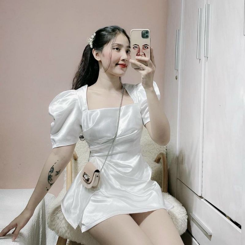 Đầm dự tiệc trắng đỏ bèo hông Celon Dress | BigBuy360 - bigbuy360.vn
