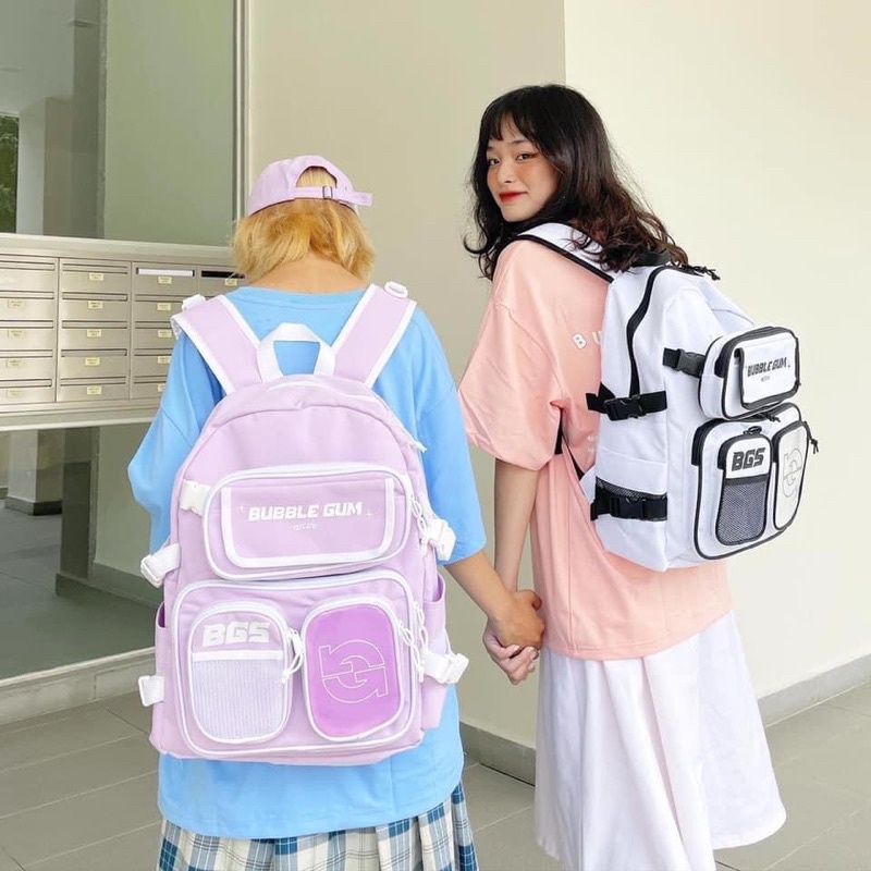 (Tặng Bông 7 Màu) Balo Bubble Gum Studio Backpack 2810 Clothes Shop Balo Ulzzang Đi Chơi Cặp Đi Học Nam Nữ