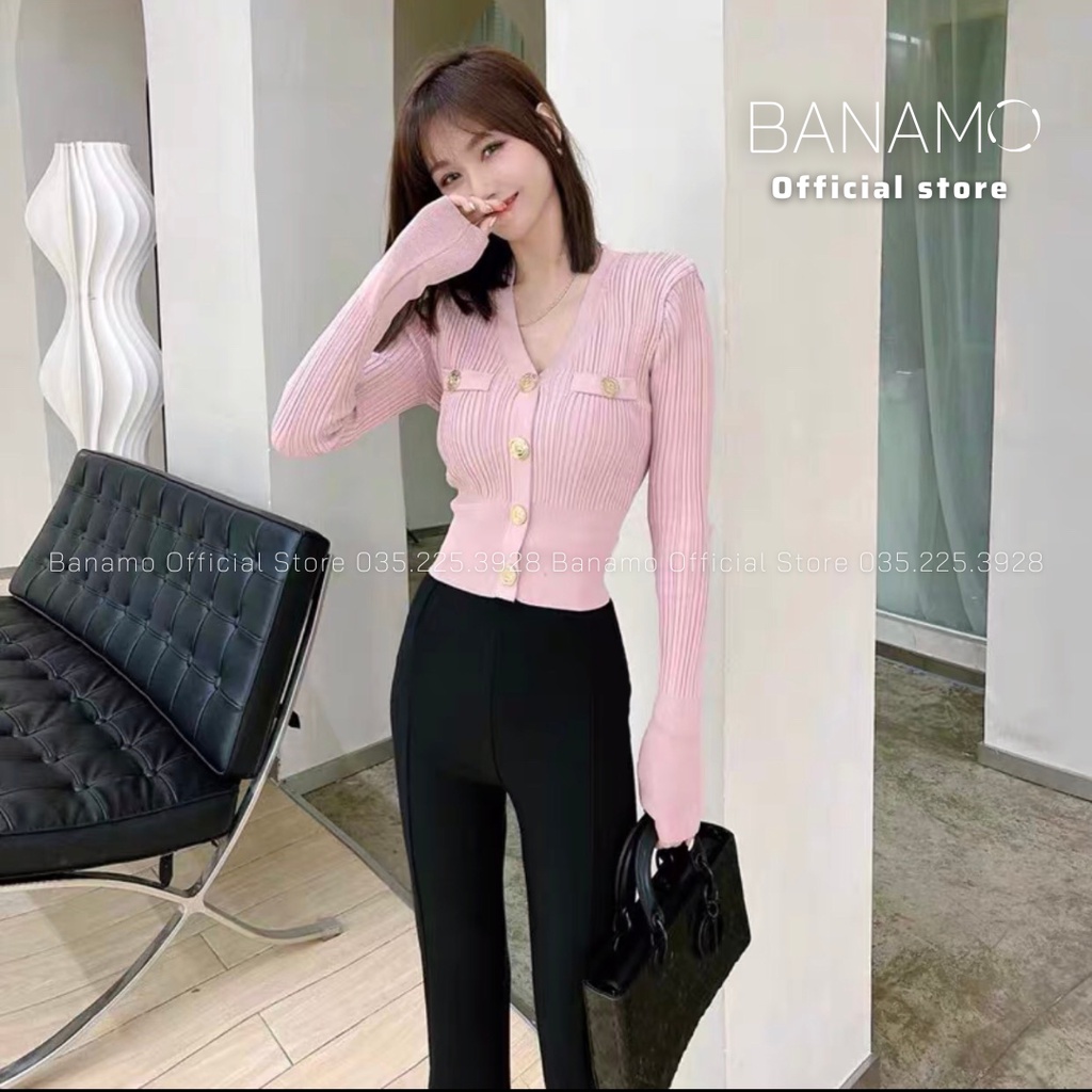 Áo cardigan thời trang Banamo Fashion áo len 2 túi ngực khuy đồng 3427