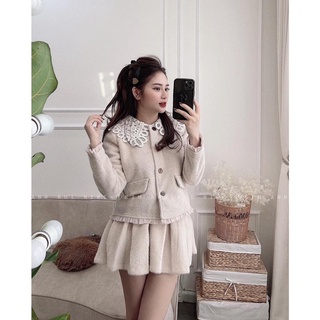 Set dạ cổ phối bèo ren S111