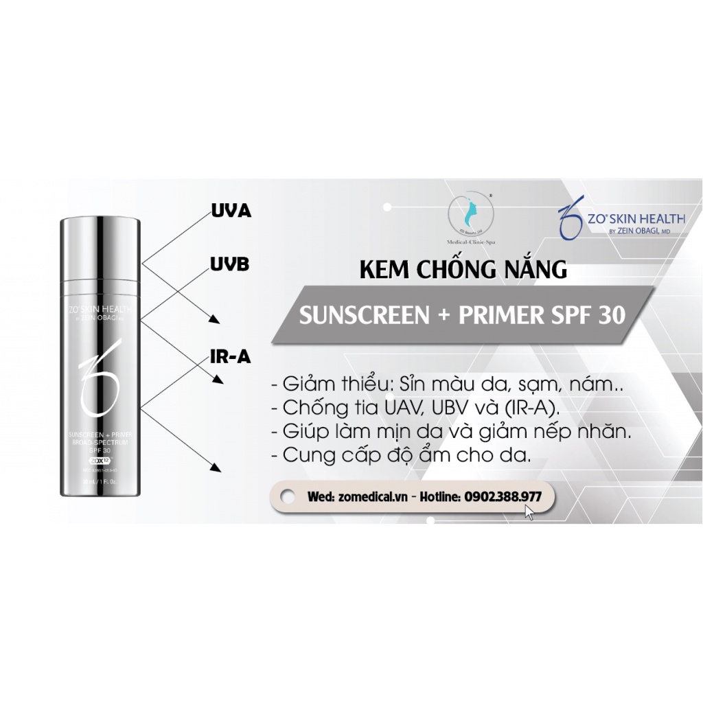 Kem chống nắng ZO SUNSCREEN + PRIMER SPF 30 15ml - 30ml