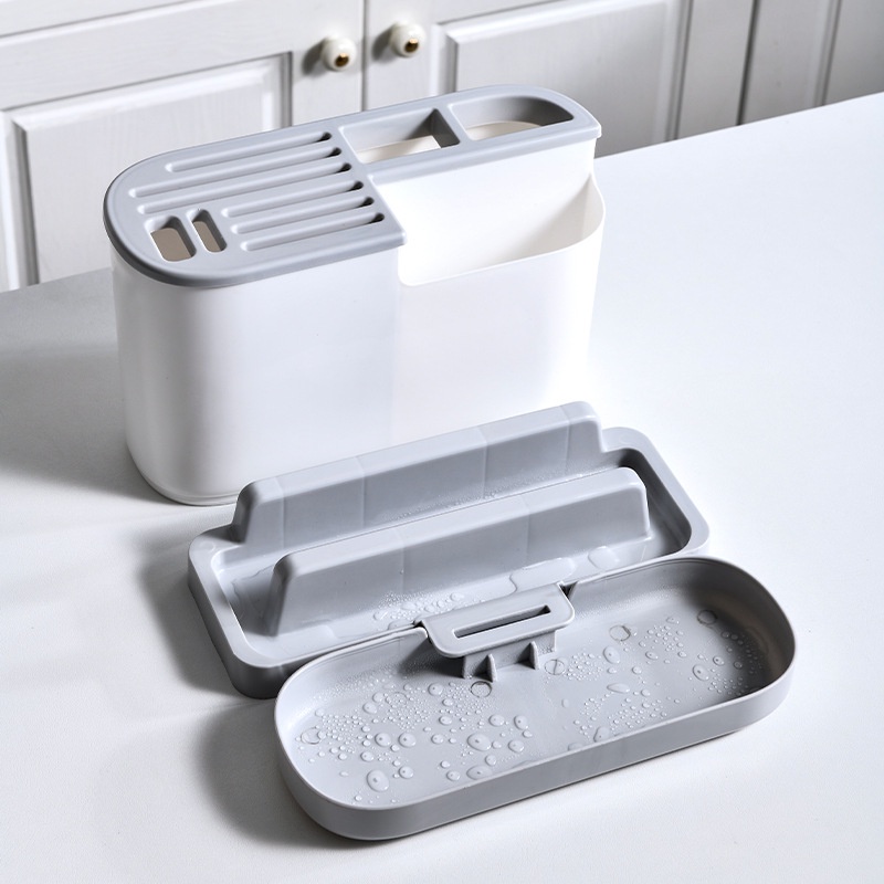 Khay kệ ống đựng đũa muỗng cắm dao kết hợp giá để úp thớt nắp vung để đồ nhà bếp ĐA NĂNG