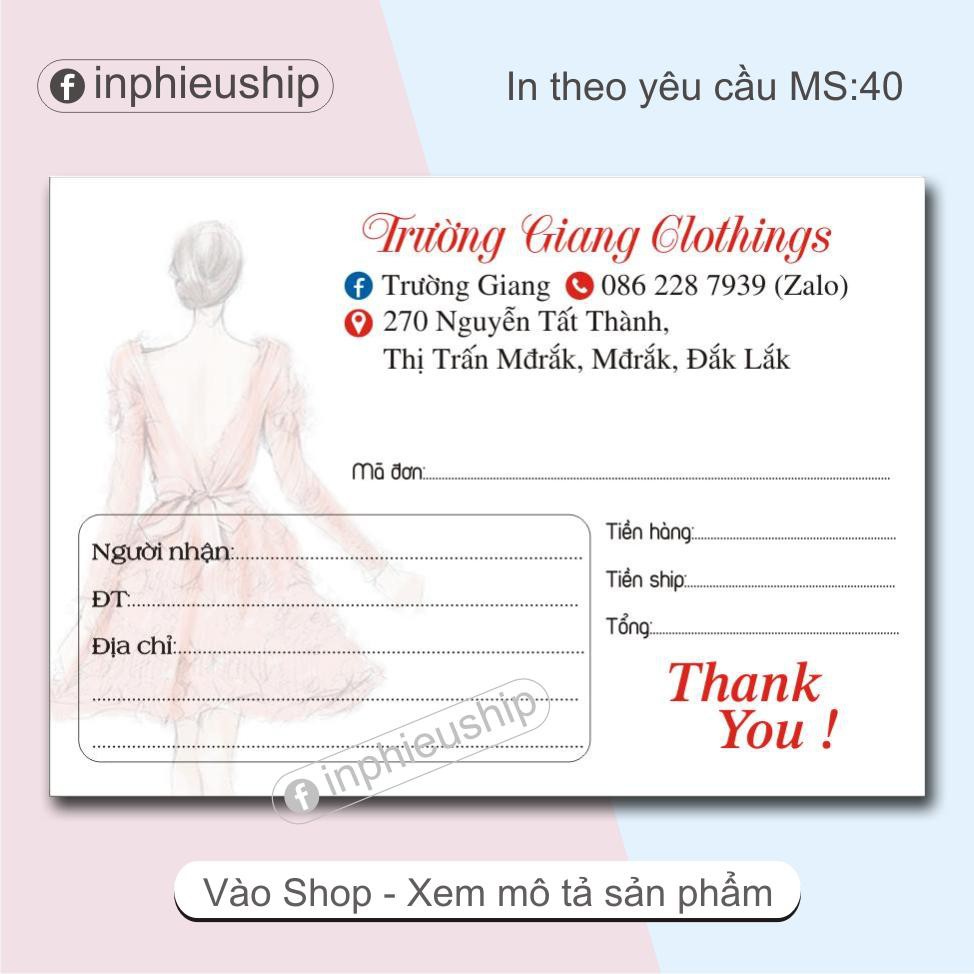 Phiếu giao in tên shop 400 tờ (MS40)