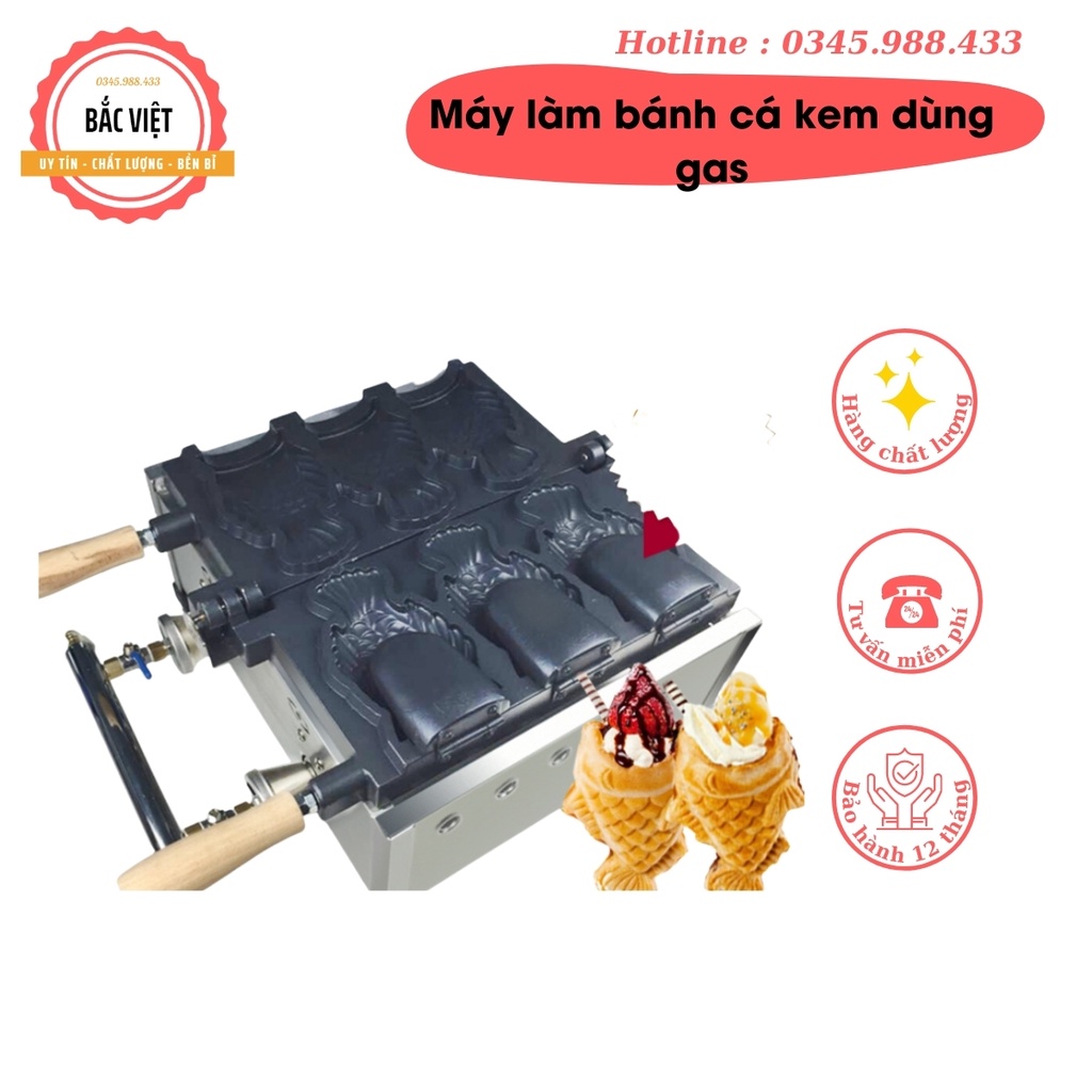 MÁY LÀM BÁNH CÁ TAIYAKI NHẬT BẢN  KEM 3CON LOẠI LỚN DÙNG GAS